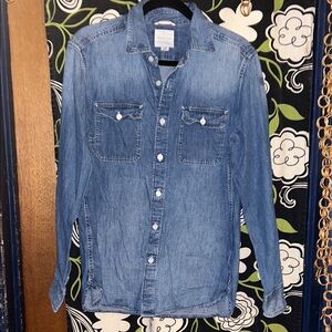 American Eagle Outfitters Med Blue Denim Shirt Sz M